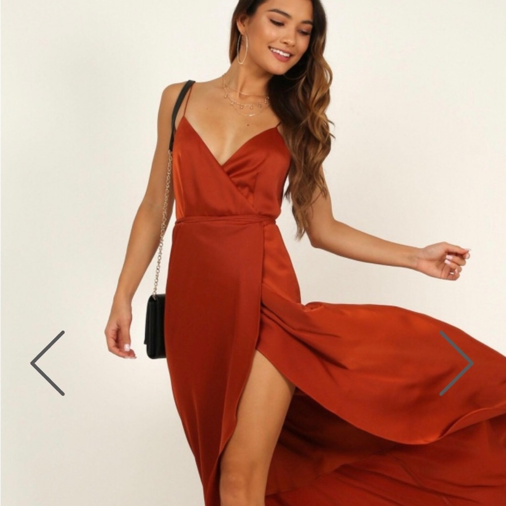 Showpo fall copper satin dress